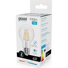 Лампа светодиодная филаментная LED 11 Вт 930 лм 4100К А60 груша нейтральный E27 AC 220В прозрачная колба Elementary GAUSS (22221)