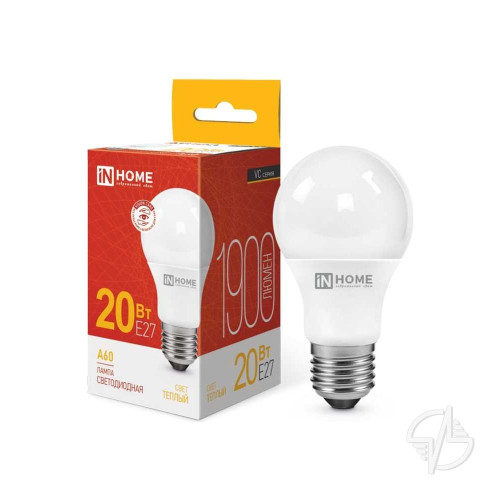 Лампа светодиодная LED-A60-VC 20Вт 230В Е27 3000К 1900Лм IN HOME (4690612020297)