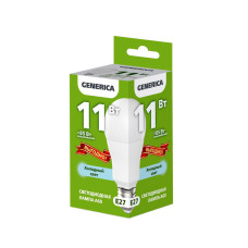 Лампа светодиодная A60 груша 11Вт 230В 6500К E27 GENERICA (LL-A60-11-230-65-E27-G)