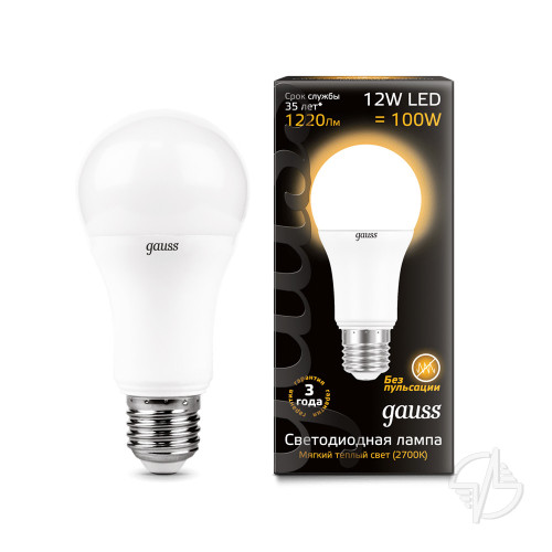 Лампа светодиодная LED 12вт 230в А60 Е27 теплый (102502112)