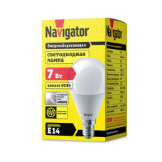 Лампа светодиодная LED 7вт E14 белый 4000К шар Navigator (NLL-G45-7-230-4K-E14)