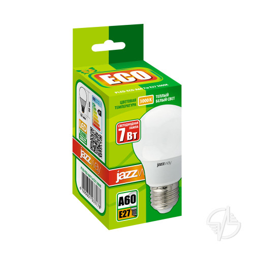 Лампа светодиодная PLED-ECO 7Вт E27 580 Лм 220V/50Hz теплый матовая груша 3000К jazzway (1033178)