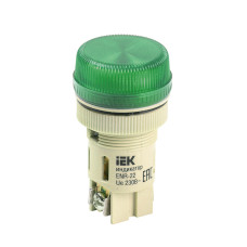 Лампа ENR-22 сигнальная d=22мм зеленый неон/240В цилиндр IEK