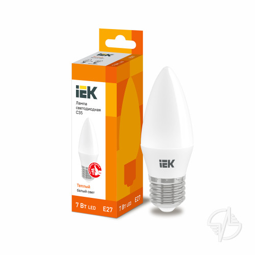 Лампа светодиодная ECO C35 свеча 7Вт 230В 3000К E27 IEK (LLE-C35-7-230-30-E27)