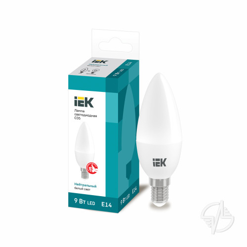 Лампа светодиодная ECO C35 свеча 9Вт 230В 4000К E14 IEK (LLE-C35-9-230-40-E14)