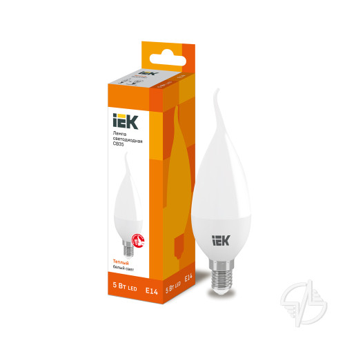Лампа светодиодная LED 5вт E14 тепло-белый матовая свеча на ветру ECO (LLE-CB35-5-230-30-E14)