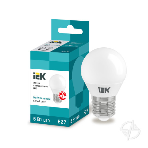 Лампа светодиодная LED 5вт E27 белый матовый шар ECO (LLE-G45-5-230-40-E27)
