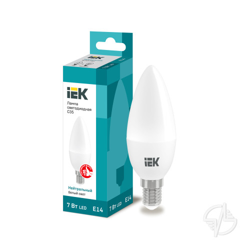 Лампа светодиодная LED 7вт Е14 белая матовая свеча ECO (LLE-C35-7-230-40-E14)