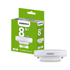 Лампа светодиодная T80 таблетка 8Вт 230В 4000К GX53 GENERICA (LL-T80-08-230-40-GX53-G)