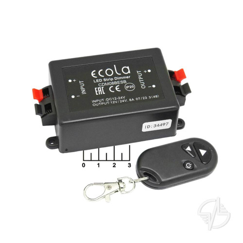Диммер с радиопультом для одноцветной светодиодной ленты, 12-24V, 8A Ecola (CDM08BESB)