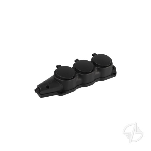 Колодка каучуковая с заземлением 3 розетки 16A IP44 черная KX-3e-B-IP44 ЭРА (Б0068453)