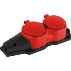 Колодка KX-2e-RED-IP44 каучуковая с заземлением 2 розетки 16A IP44 красная ЭРА (Б0068443)