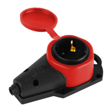 Колодка каучуковая с заземлением 1 розетка 16A IP44 красная KX-1e-RED-IP44 ЭРА (Б0068412)