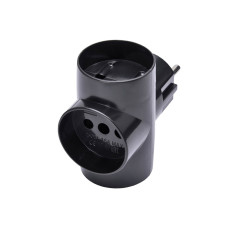 Разветвитель сетевой 3-местный б/з STEKKER ADP10-15-20, 250В, 10A, IP20, черный (39001)