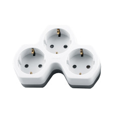 Разветвитель сетевой 3-местный с/з STEKKER ADP16-13-20, 250V,16A, ABS огнеустойчивый пластик,белый/серый (32871)