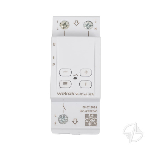 Реле напряжения c контролем тока, 32А, красная индикация WELROK (VI-32 red)