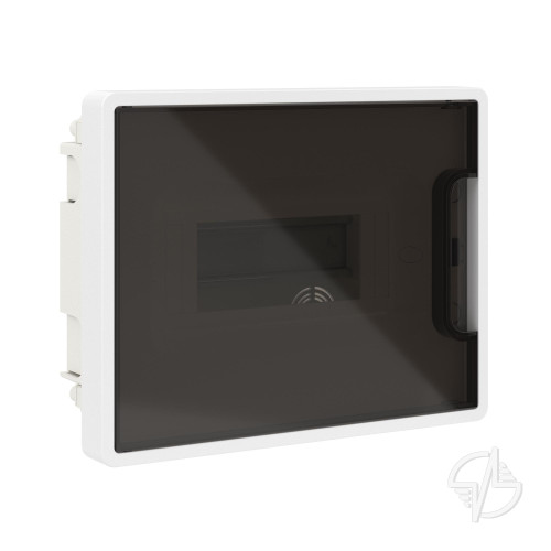 Щиток 8 мод встраиваемый Фрейм (FRAME) белый с тонированной дверцей с 2 шинами PEN на 6 и 8 отв. DKC (F08B1WD)