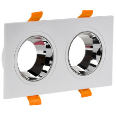 Светильник 4108 встраиваемый декоративный поворотный под лампу 2хGU10 белый/хром пластик IEK (LT-UVB0-4108-GU10-2-K23)