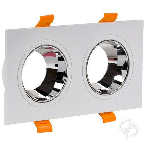 Светильник 4108 встраиваемый декоративный поворотный под лампу 2хGU10 белый/хром пластик IEK (LT-UVB0-4108-GU10-2-K23)