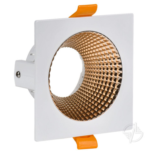 Светильник 4110 встраиваемый декоративный поворотный под лампу GU10 белый/золото пластик IEK (LT-UVB0-4110-GU10-1-K22)