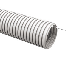 Труба гофрированная ПВХ 20 мм с протяжкой тяжелая серая DKC 100м (91520) Труба гофрированная ПВХ 20 мм с протяжкой тяжелая серая DKC 100м (91520)