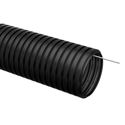 Труба гофрированная ПНД 20 мм с протяжкой легкая черная (100м)