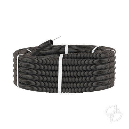 Труба ПВХ гибкая гофрированная д.20мм легкая с протяжкой 100м черный DKC (91920B)