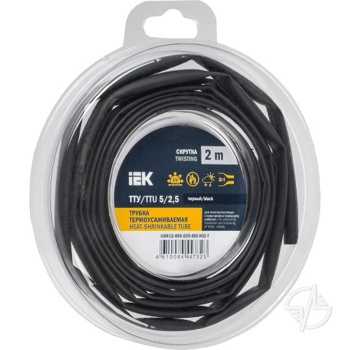 Трубка термоусадочная ТТУ нг-LS 10/5 черная  2м упак IEK (UDR12-010-005-002-K02-T)