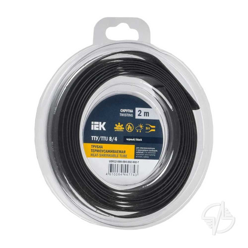 Трубка термоусаживаемая ТУТнг-LS 8/4 черная 2м IEK (UDR12-008-004-002-K02-T)