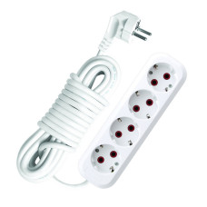 Удлинитель бытовой 4х3м с заземлением 16А АВС-пластик E-304 (9631981)