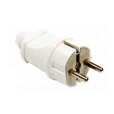 Вилка прямая 16А 250В с заземлением белая ASD IN HOME (4690612000565)