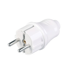 Вилка разборная прямая ВПп10-01-Ст с заземляющим контактом 16А белая IEK