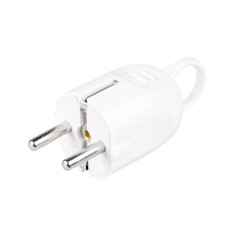 Вилка разборная угловая ВПу12-01-Ст с заземляющим контактом с кольцом 16А белая IEK