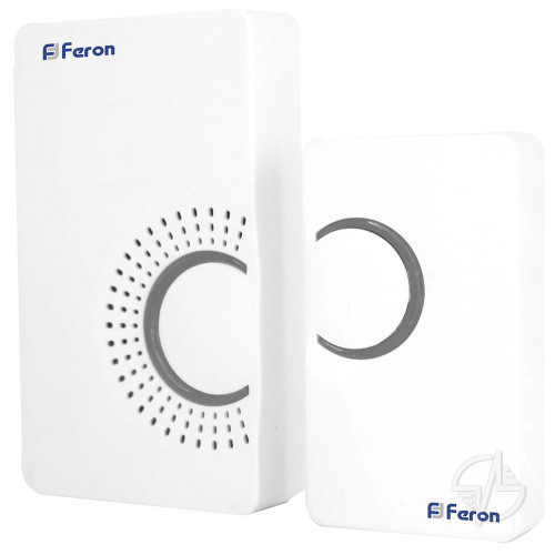 Звонок дверной беспроводной Feron E-373 Электрический 36 мелодий белый серый с питанием от батареек (23686)